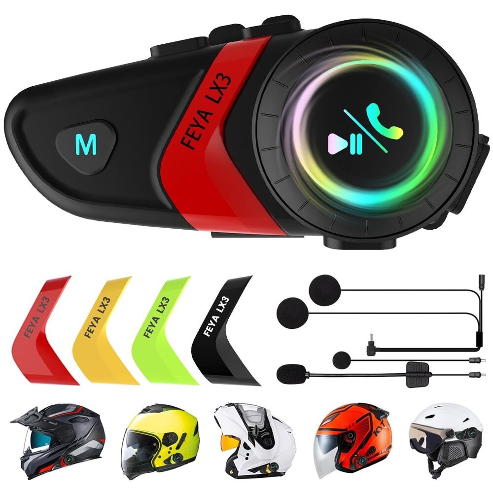 FEYA Motorcycle Helmet Speakers Super Long Battery Life Helmet Headset with Hi-F